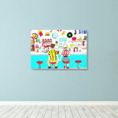 Koesverband 1950 bij de Diner Canvas Afdruk (Insitu (Houten vloer))