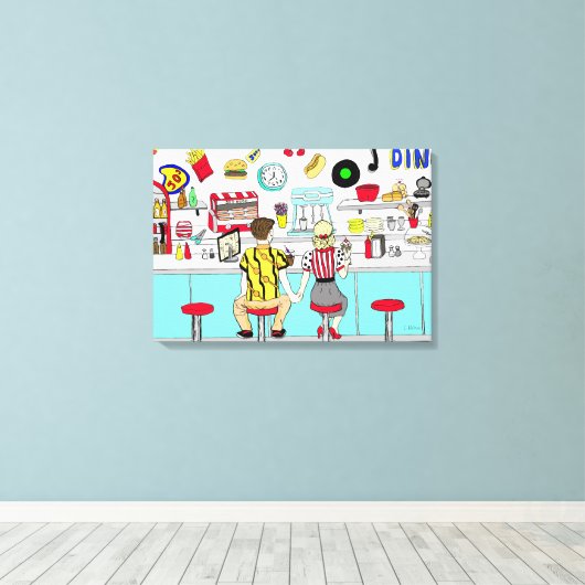 Koesverband 1950 bij de Diner Canvas Afdruk (Insitu (Houten vloer))