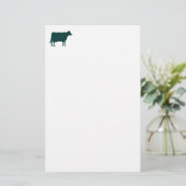 Koesymbool - Donkergroen op Wit Briefpapier (Staand voorkant)