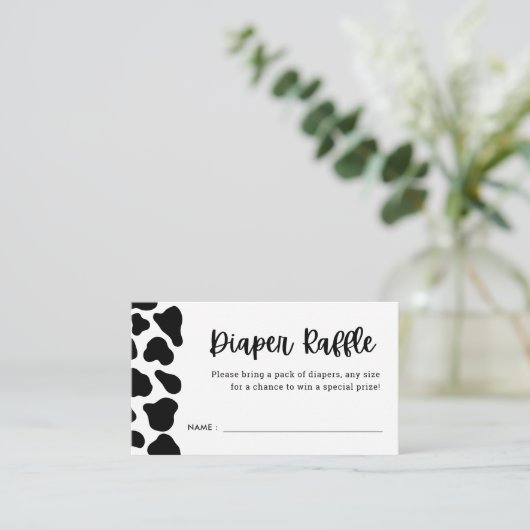 Koetjes Thema Baby Shower Luiers Raffle Tickets Informatiekaartje (Staand voorkant)