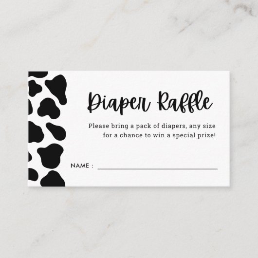 Koetjes Thema Baby Shower Luiers Raffle Tickets Informatiekaartje (Voorkant)