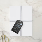  koets krijtbord look blauw Baby shower Cadeaulabel (Met Touw)