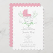 koets meisje SIP & SEE roze kinderwagen Kaart (Voorkant / Achterkant)