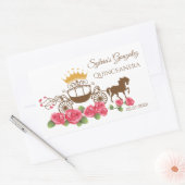 Koets, paarden, kroon, rozen Quinceanera Rechthoekige Sticker (Envelop)