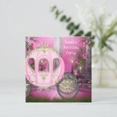 Koets Roze Prinses Verjaardagsfeestje Kaart (Staand voorkant)