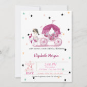 Koets, sterren, prinses babyshower kaart (Voorkant)