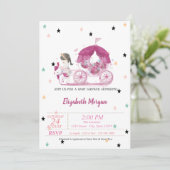 Koets, sterren, prinses babyshower kaart (Staand voorkant)