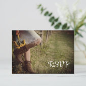 Koeweit en Zonnebloemen Westerne bruiloft RSVP-Kaa RSVP Kaartje (Staand voorkant)