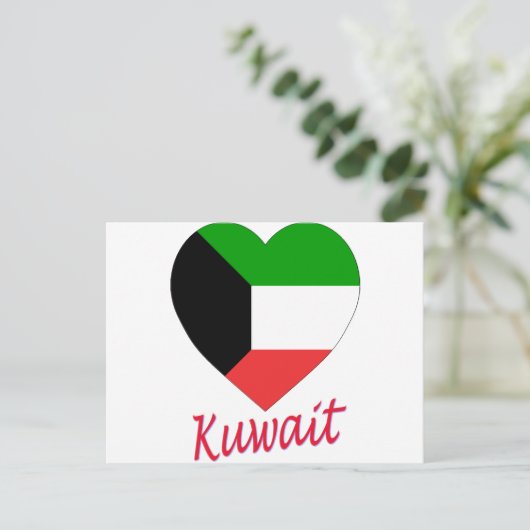 Koeweit Flag Heart Briefkaart (Staand voorkant)