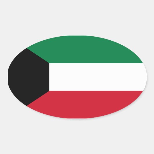 Koeweit Flag Oval Sticker (Voorkant)