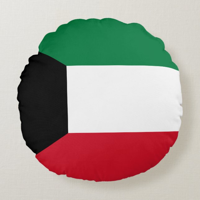 Koeweit Flag Rond Kussen (Voorkant)