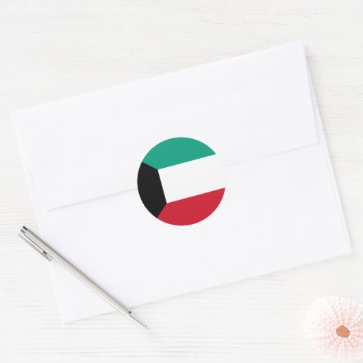 Koeweit Flag Ronde Sticker (Envelop)