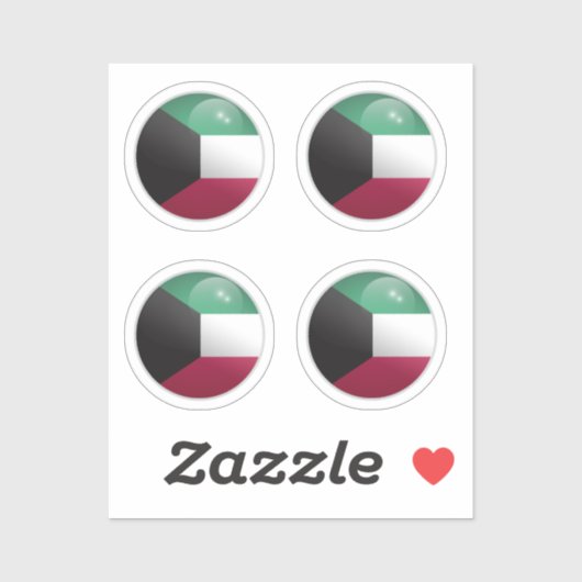 Koeweit Glanzende Cirkel Vlag Sticker (Vel)