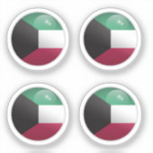 Koeweit Glanzende Cirkel Vlag Sticker (Voorkant)