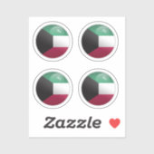Koeweit Glossy Circle Flag Sticker (Vel)