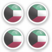 Koeweit Glossy Circle Flag Sticker (Voorkant)