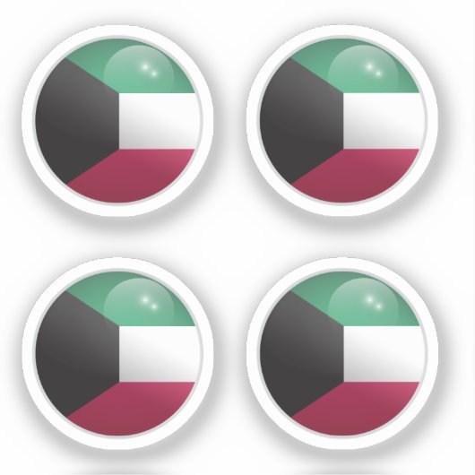 Koeweit Glossy Circle Flag Sticker (Voorkant)