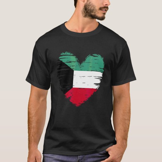 Koeweit Heart Kuwaiti Flag Koeweitse Pride T-shirt (Voorkant)