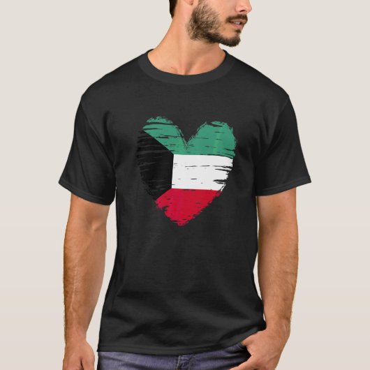 Koeweit Heart Kuwaiti Flag Koeweitse Pride T-shirt (Voorkant)