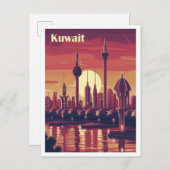 Koeweit  kunst reisillustratie briefkaart (Voorkant / Achterkant)