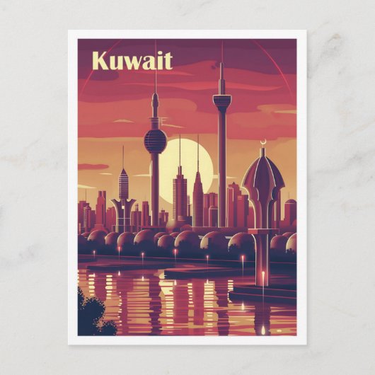 Koeweit  kunst reisillustratie briefkaart (Voorkant)