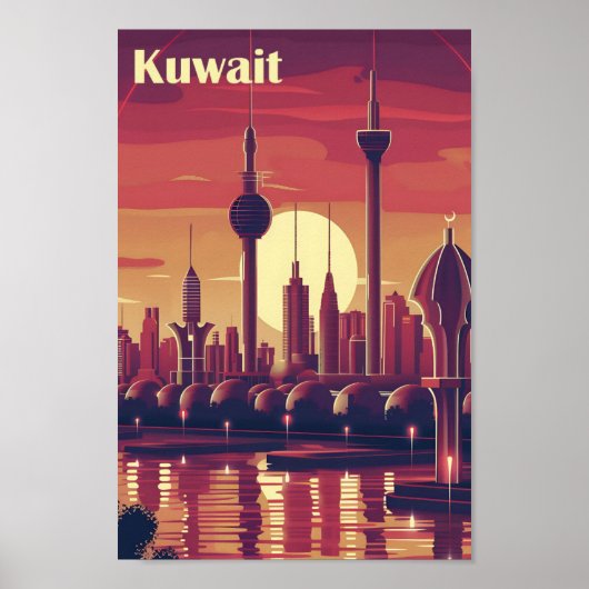 Koeweit kunst reisillustratie poster (Voorkant)