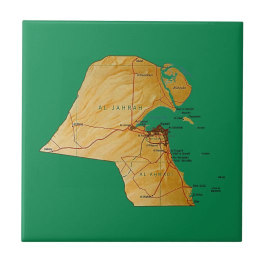 Koeweit Plattegrond Tegel Tegeltje (Voorkant)