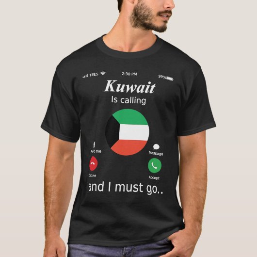 Koeweit roept op en ik moet Koeweit vlag gaan voer T-shirt (Voorkant)