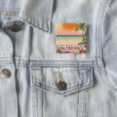 Koeweit strand reisposter vierkante button 5,1 cm (In situ)