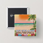 Koeweit strand reisposter vierkante button 5,1 cm (Voorkant /achterkant)