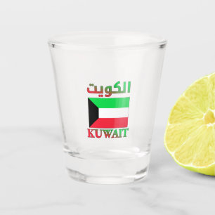 Koeweit vlag ا ك و ت Arabisch en Engels WordArt Shot Glas