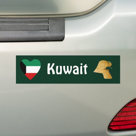 Koeweit Vlag Hart + Kaart Bumpersticker (Op auto)