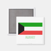 Koeweit Vlag met Naam Magneet (Voorkant / Achterkant)