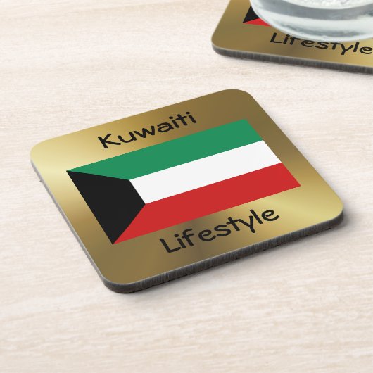 Koeweit vlag+Tekst Onderzetter (Linkerzijde)