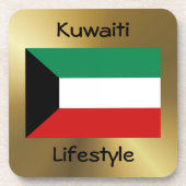 Koeweit vlag+Tekst Onderzetter (Voorkant)