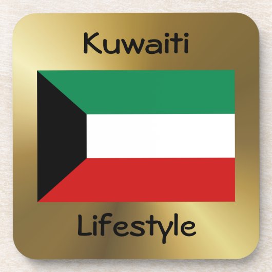 Koeweit vlag+Tekst Onderzetter (Voorkant)