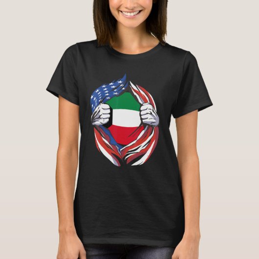 Koeweitse vlag Amerikaan trots op mijn Koeweitse e T-shirt (Voorkant)