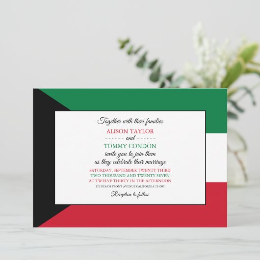 Koeweitse vlag, vlag van Koeweit bruiloft Kaart (Staand voorkant)