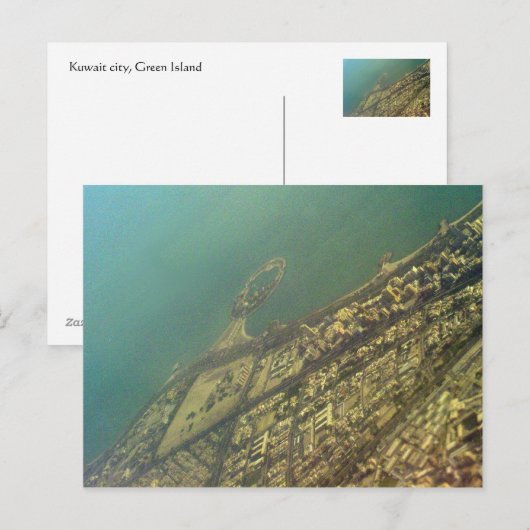 Koeweitstad, Groen eiland, uitzicht van vogelogen Briefkaart (Voorkant / Achterkant)