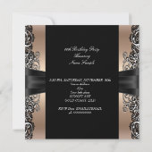 Koffee Beige Birthday Party Black Silver Foto Kaart (Achterkant)