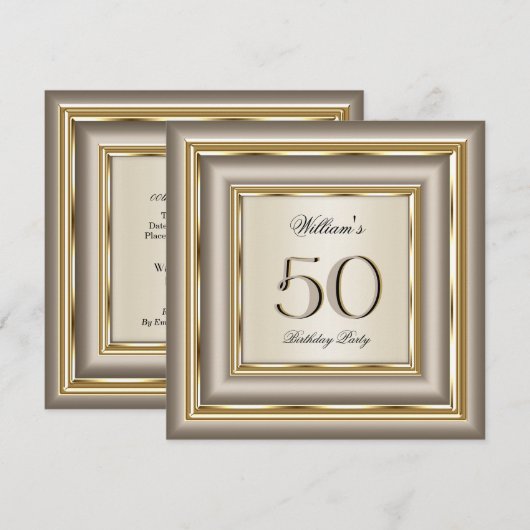 Koffee Beige Cream Gold Silver Birthday Party 2 Kaart (Voorkant / Achterkant)