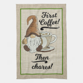 Koffee Gnome Dish of Chores Kitchen Towel Theedoek