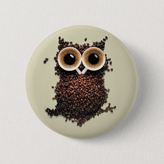 Koffee Owl Ronde Button 5,7 Cm (Voorkant)