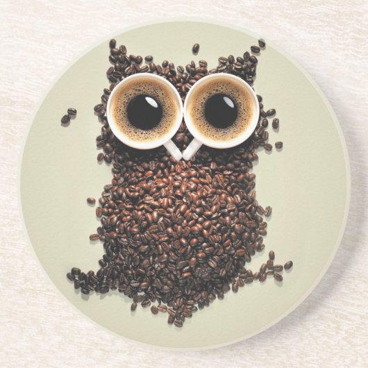 Koffee Owl Zandsteen Onderzetter (Voorkant)