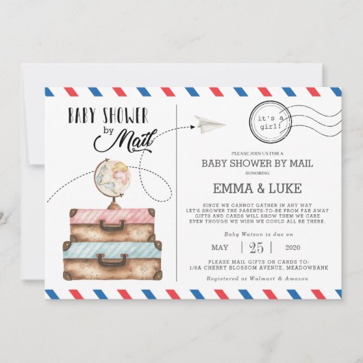 koffer Baby shower per post Lange afstand Kaart (Voorkant)