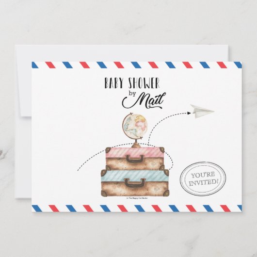  koffer Baby shower per post Lange afstand Kaart (Achterkant)