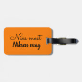 koffer bagagelabel rood wit blauw oranje met naam (Achterkant horizontaal)