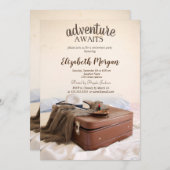 Koffer Hoed Lippenstift Afscheidsfeestje Kaart (Voorkant / Achterkant)