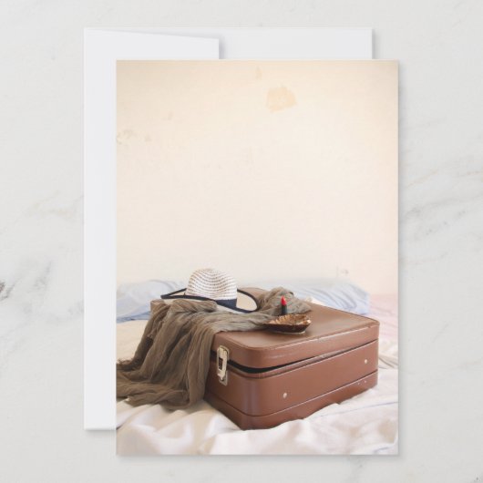 Koffer Hoed Lippenstift Pensioenfeestje Kaart (Achterkant)