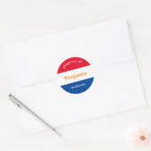 koffer sticker rood wit blauw met naam (Envelop)